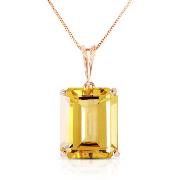 14K. SOLID GOLD NECKLACE WITH OCTAGON CITRINE - Picture 1 of 6